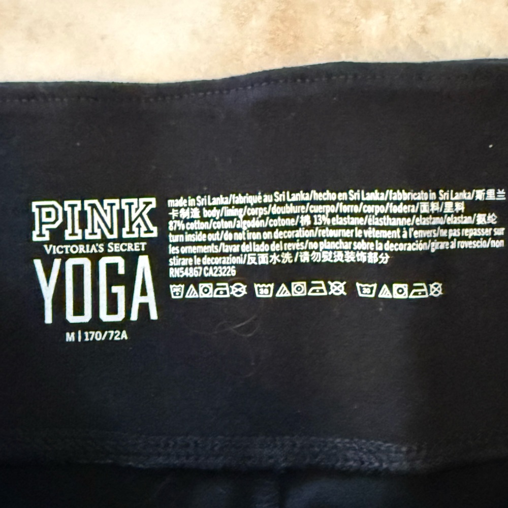 PINK Victoria's Secret Black Leggings with Rose Gold Sequin Side Stripes - Picture 3 of 6